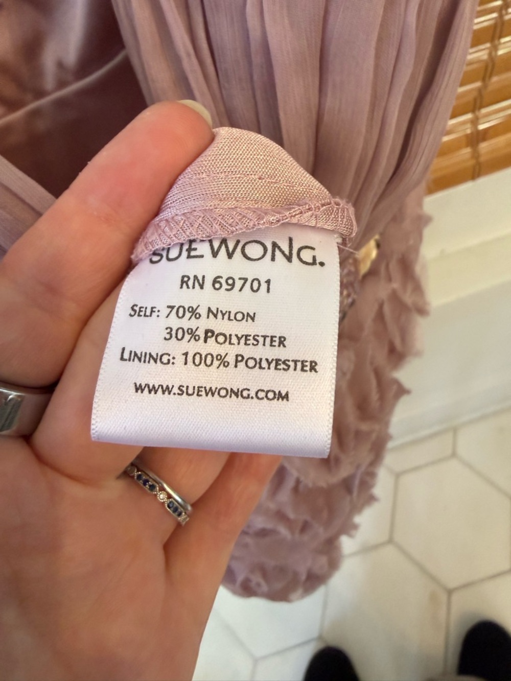 Sue Wong Dusty Rose Rosette Spaghetti Strap Mini Dress - Picture 5 of 5